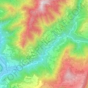 Mappa topografica Staviglio, altitudine, rilievo