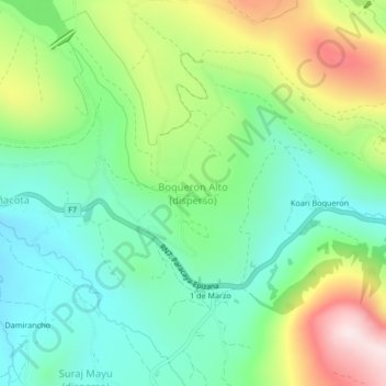 Mappa topografica Boqueron Alto (disperso), altitudine, rilievo