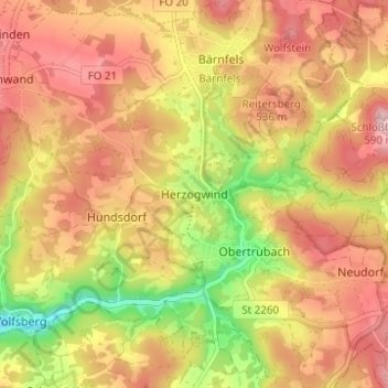 Mappa topografica Herzogwind, altitudine, rilievo