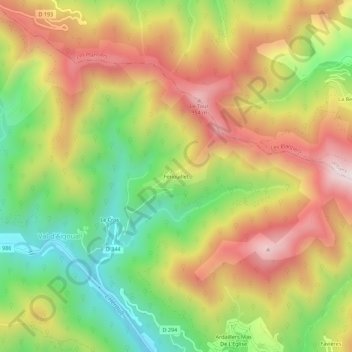 Mappa topografica Fenouillet, altitudine, rilievo