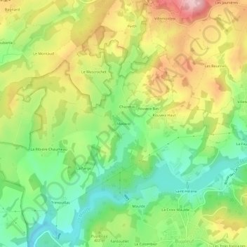 Mappa topografica Malaval, altitudine, rilievo
