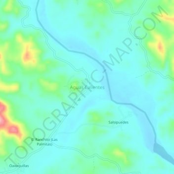 Mappa topografica Aguas Calientes, altitudine, rilievo