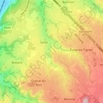 Mappa topografica Sur Miermont, altitudine, rilievo