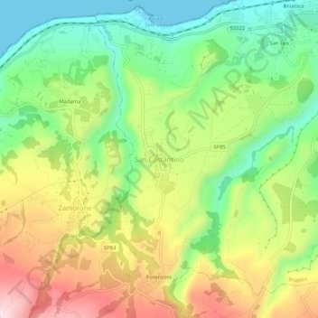 Mappa topografica San Costantino, altitudine, rilievo