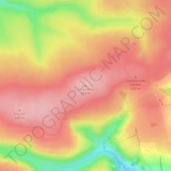 Mappa topografica Elsworthy, altitudine, rilievo