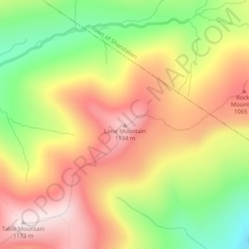 Mappa topografica Lone Mountain, altitudine, rilievo