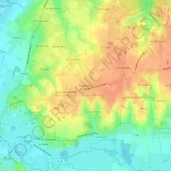 Mappa topografica Montaplan, altitudine, rilievo