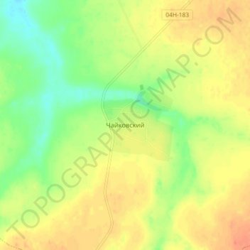 Mappa topografica Tchaikovsky, altitudine, rilievo