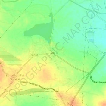 Mappa topografica Ilathur, altitudine, rilievo