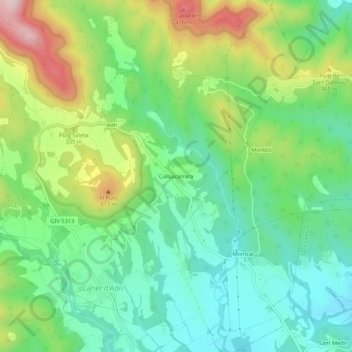 Mappa topografica Collsacarrera, altitudine, rilievo