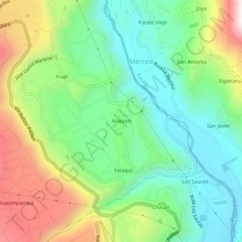 Mappa topografica Artezon, altitudine, rilievo