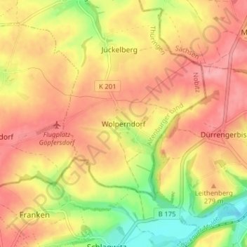 Mappa topografica Wolperndorf, altitudine, rilievo