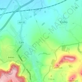 Mappa topografica Upthorpe, altitudine, rilievo