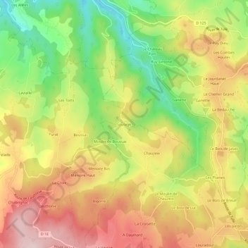 Mappa topografica Soulage, altitudine, rilievo
