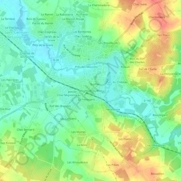 Mappa topografica Moulin de Guiffier, altitudine, rilievo