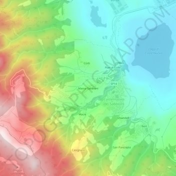 Mappa topografica Massa Sabbioni, altitudine, rilievo