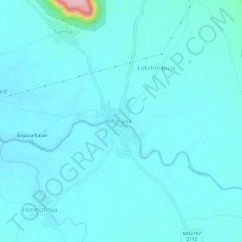 Mappa topografica Athana, altitudine, rilievo