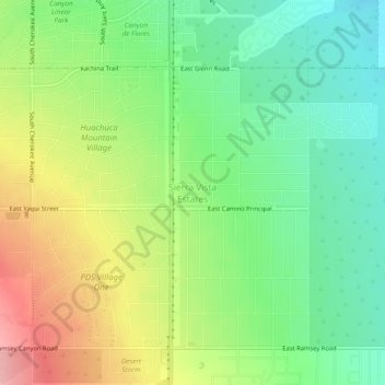 Mappa topografica Sierra Vista Estates, altitudine, rilievo