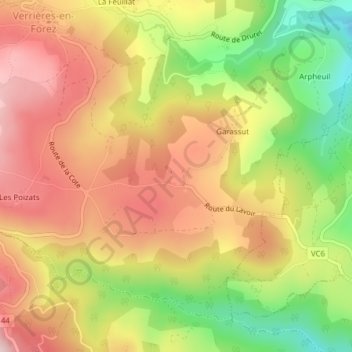 Mappa topografica Les Clavelloux, altitudine, rilievo