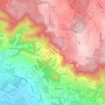 Mappa topografica Steigen, altitudine, rilievo