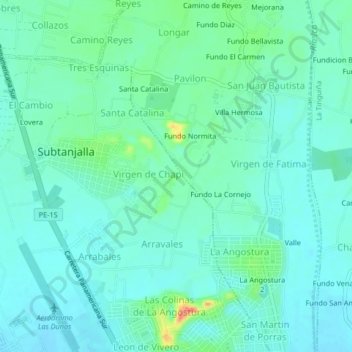 Mappa topografica Yanquisa, altitudine, rilievo