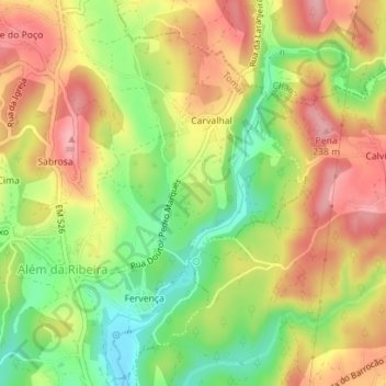 Mappa topografica Cerrada das Pias, altitudine, rilievo