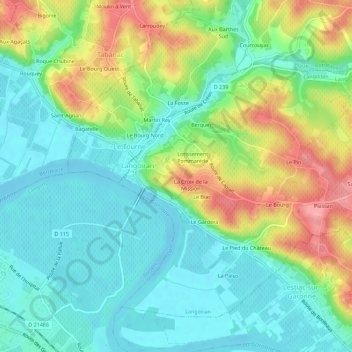 Mappa topografica Clos des Pinos, altitudine, rilievo