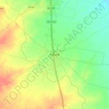 Mappa topografica Rahata, altitudine, rilievo