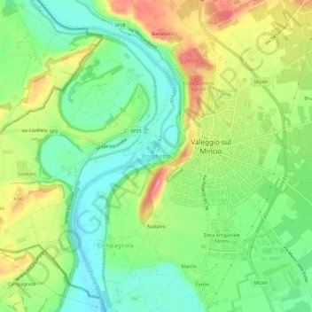 Mappa topografica Borghetto, altitudine, rilievo
