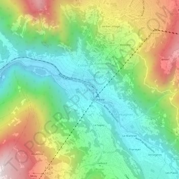 Mappa topografica Le Châble, altitudine, rilievo