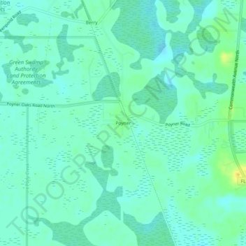 Mappa topografica Poyner, altitudine, rilievo