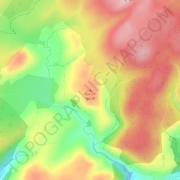 Mappa topografica Banc Y Garth, altitudine, rilievo