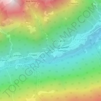 Mappa topografica Valle Anzasca, altitudine, rilievo
