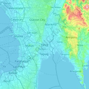 Mappa topografica Pasig, altitudine, rilievo