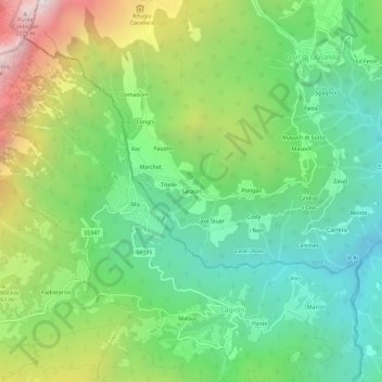 Mappa topografica Sarasin, altitudine, rilievo