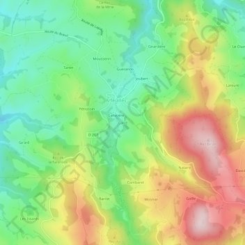 Mappa topografica Carré, altitudine, rilievo