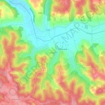 Mappa topografica Lacapelle, altitudine, rilievo