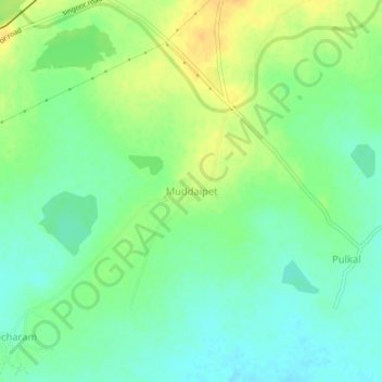 Mappa topografica Muddaipet, altitudine, rilievo