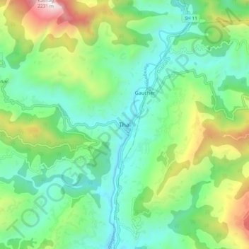 Mappa topografica Thal, altitudine, rilievo
