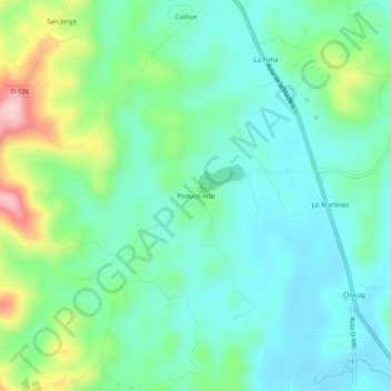 Mappa topografica Poduco Alto, altitudine, rilievo