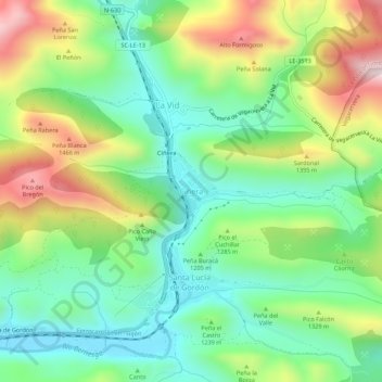 Mappa topografica Ciñera, altitudine, rilievo