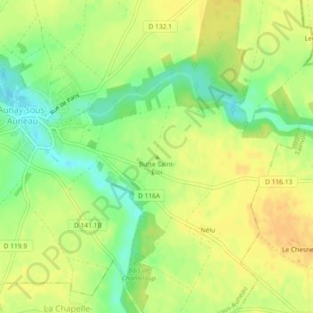 Mappa topografica Butte Saint-Éloi, altitudine, rilievo