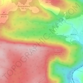 Mappa topografica Roturas de Mendia, altitudine, rilievo