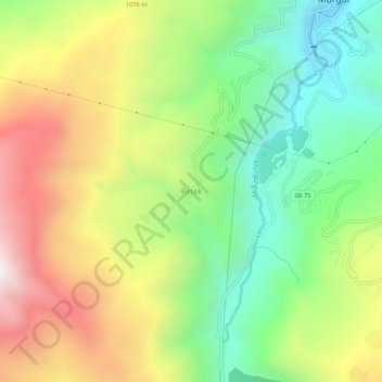 Mappa topografica Petek, altitudine, rilievo