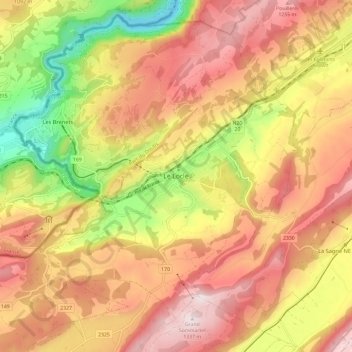 Mappa topografica Le Locle, altitudine, rilievo