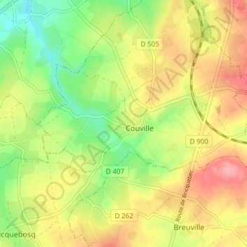 Mappa topografica Le Manoir, altitudine, rilievo