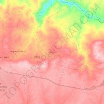 Mappa topografica Atalaia, altitudine, rilievo