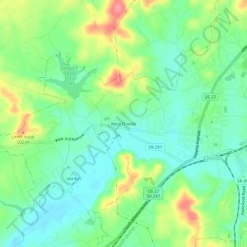Mappa topografica West Oneida, altitudine, rilievo