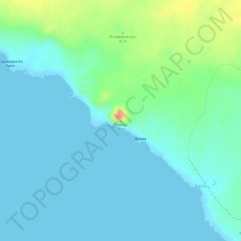 Mappa topografica Puʻuhou, altitudine, rilievo