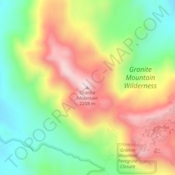 Mappa topografica Granite Mountain, altitudine, rilievo